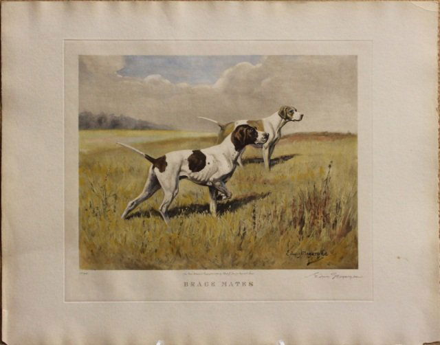 Edwin Megargee lithograph.: Magargee, Edwin (American, 1883-1958). c. 1944. Brace Mates. Lithograph. Signed l.r. and numbered l.l.250/215 in pencil. 22 1/2" x 28 1/2"._x000D_ Condition: Some foxing on paper.