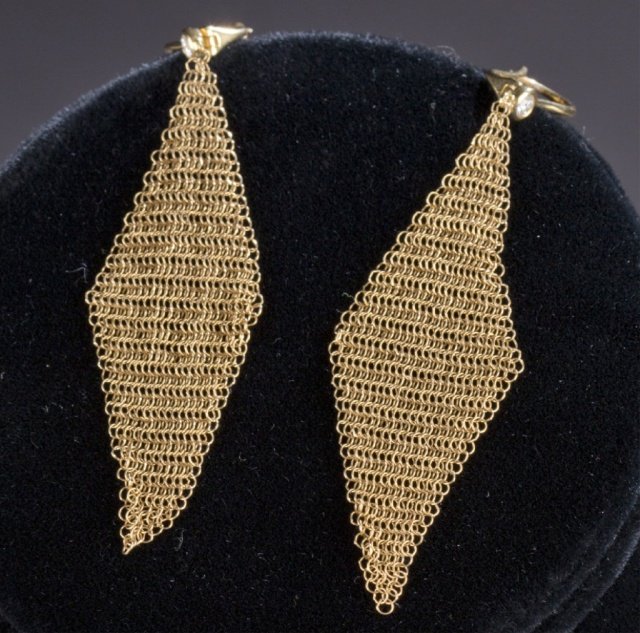 Elsa Perreti by Tiffany & Co 18kt gold earrings.: An Elsa Perreti by Tiffany & Co 18kt gold earrings. Marked "Tiffany&Co 750 Perreti". 6g.