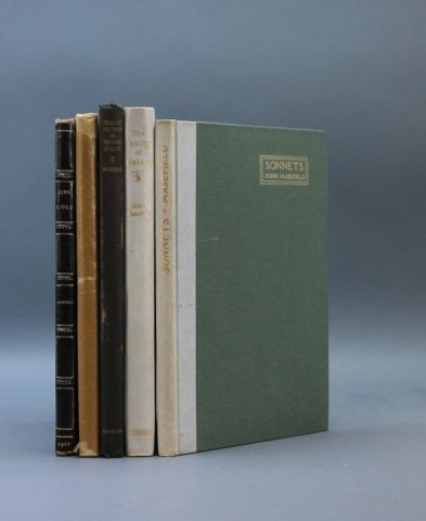 5 books, incl 4 signed by John Masefield.: [Masefield, John]. 5 Titles. 8vo. 4 in orig bdgs (3 in half vellum, 2 half cloth), 1 book (King Cole) later Â½ blue leather and cloth. Fair to good. ++ John Masefield. KING COLE. Drawings by Judith 