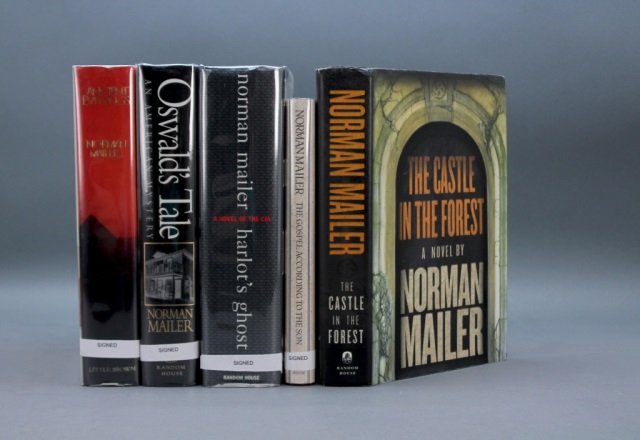 5 Books signed by Norman Mailer.: [Mailer, Norman]. 5 Signed Books. 8vo. Hardcover in dj. ++ THE GOSPEL ACCORDING TO THE SON. Random House, (©1997). Near fine in near fine dj. 1st printing. Signed on half title. ++ THE CASTLE IN THE 