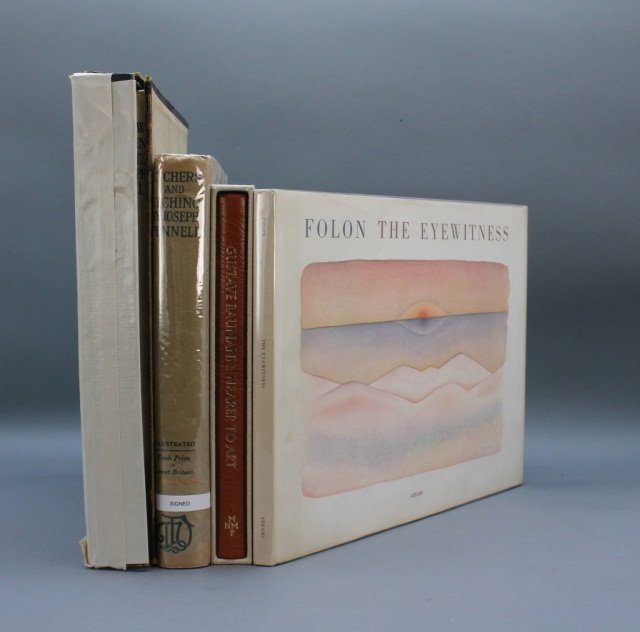 4 Books (1 w/ Joseph Pennell ALS).: [Pennell/Baumann/Folon]. 4 Titles (1 w/ author’s ALS). ++ Joseph Pennell. ETCHERS AND ETCHING. Lon: T. Fisher Unwin, (1920). Thick 4to. Cloth; very good, blue ink price at lower corner of rfep. In a