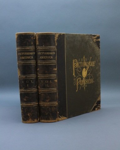 PICTURESQUE AMERICA. 2 Vols. 1872-1874.: [Views of America]. PICTURESQUE AMERICA. 2 Vols. Edited by William Cullen Bryant. NY: D. Appleton, 1872-74. Lg 4to. Publisher’s half brown morocco. Vol. I binding worn, Vol. II binding broken, rear 