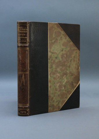 Rackham. GULLIVER'S TRAVELS. 1909. 1st trade ed.: [Rackham Illus.]. Jonathan Swift. GULLIVER’S TRAVELS Into Several Remote Nations of the World. Lon: J. M. Dent & Co., 1909. 8vo. Later ½ green morocco and marbled board, marbled eps, teg, rough cut