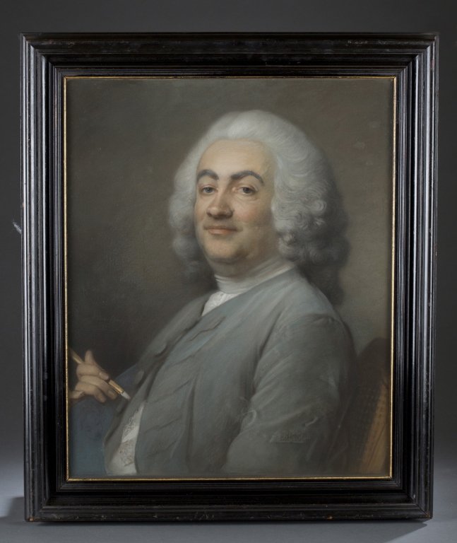 J. Wells Champney; Portrait of an 18th century man: Champney, J. Wells (United States, 1843-1903). 1902. Pastel on paper. A half-length portrait of a man in a powdered wig, possibly a self-portriat. Signed mid-left "J. Wells Champney 1902". Framed unde