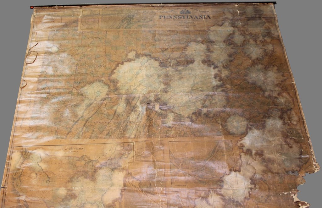 2 Copies: TOPOGRAPHICAL MAP OF THE STATE... 1862.: [Pennsylvania Wall Maps]. 2 copies: TOPOGRAPHICAL MAP OF THE STATE OF PENNSYLVANIA Drawn from Actual Surveys by H. F. Walling Published by Smith, Palmer & Co., No. 358 & 360 Pearl St. New York, & 27 S