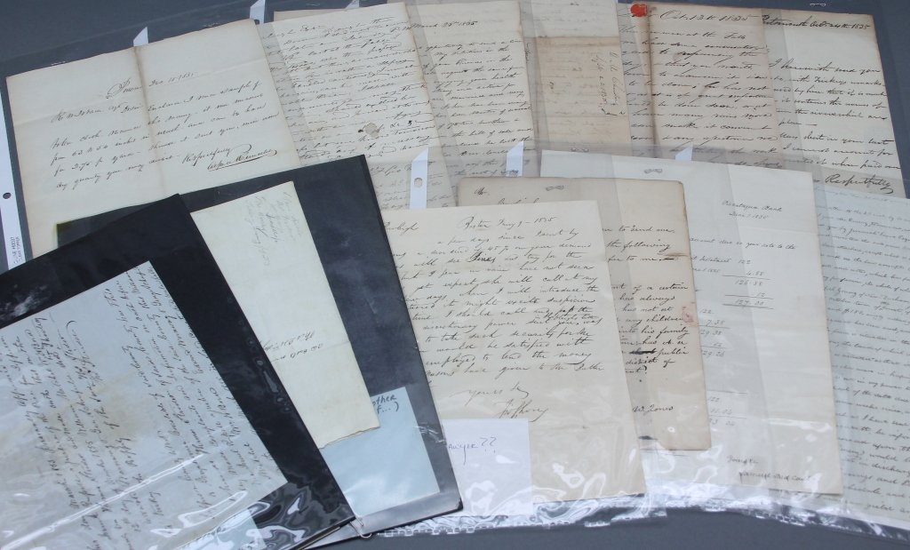 12 Items incl 1855 Jefferson Co. arrest warrant.: [Virginia/Warrants/Legal Correspondence]. 12 Items. Mostly 4to, some smaller. ++ Arrest warrant against 4 suspects sgd. by Justice of the Peace Israel Russell accusing William Mitchell, William H. Bon