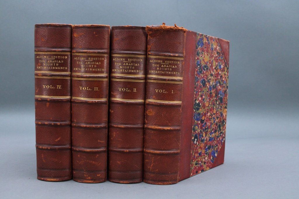 ALDINE” EDITION OF THE ARABIAN NIGHTS... 4 Vols.: [Arabian Nights]. Jonathan Scott. THE “ALDINE” EDITION OF THE ARABIAN NIGHTS ENTERTAINMENTS illustrated by S. L. Wood From the Text of Dr. Jonathan Scott. 4 Vols. Lon: Pickering and Chatto, 1890.