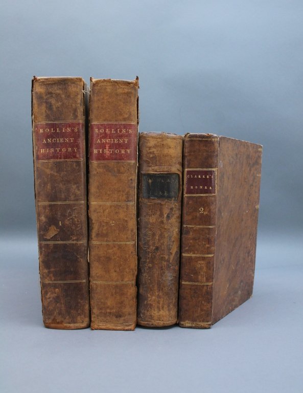 4 Vols: Rollin (2 vols), Cicero, Homer.: [Antiquities].3 Titles (4 Vols). William Duncan. CICERO’S SELECT ORATIONS, Trans. into English… Lon: G. G. J. and J. Robinson, 1792. 8vo. Contemp leather with later leather strip over spine and jo