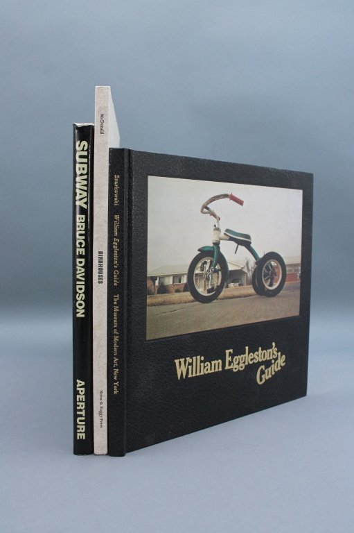 3 Books incl: BIRDHOUSES. 1/135 w/ sgd phtograph.: [Photography]. 3 Titles. ++ WILLIAM EGGLESTON’S GUIDE. Essay by John Szarkowski. NY: Museum of Modern Art/ Cambridge, MA: MIT Press, (1976). Oblong 8vo. Faux leather with pictorial front cover label