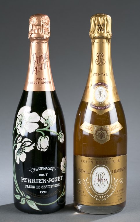 2 Champagne Louis Roederer & Perrier-jouet.: A pair of Louis Roederer Cristal Champagne, 1989 & Perrier Jouet Eleur de champagne, 1990.