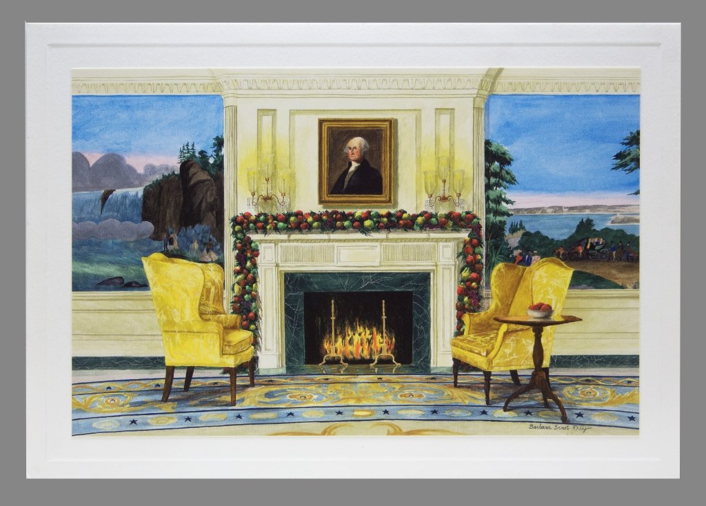 4 Items incl 2 White House Christmas cards.: [White House Christmas Cards] 4 Items. ++ 2 White House Christmas Cards (1985 and 2003). The 1985 card features the Thomas Wilson Johns Blue Room (Seeley p168). 12mo. Tiny marginal stain to lower marg