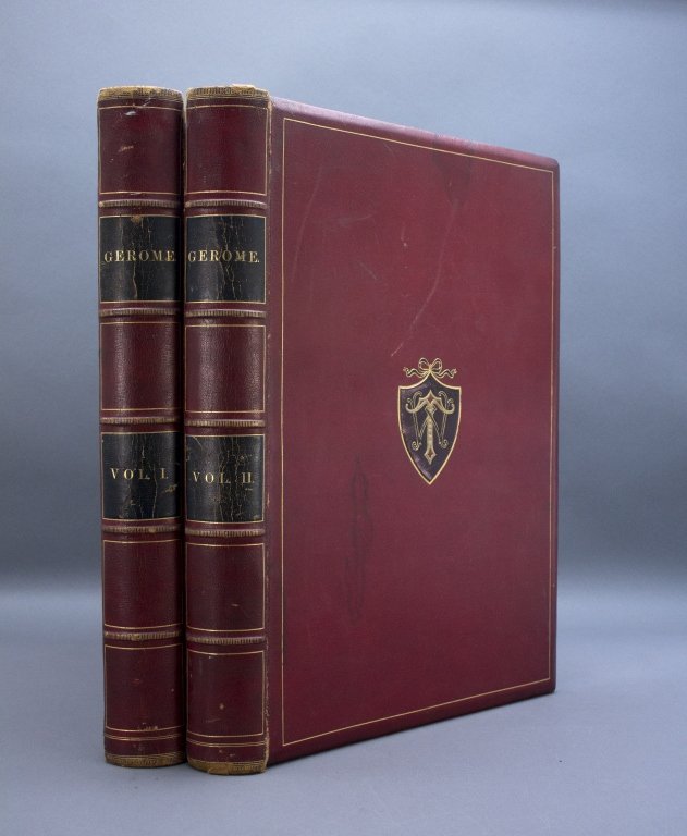 2 vol. GEROME by E. Strahan.: GEROME. 2 Vols. Edited by Edward Strahan. Lon: Samuel L. Hall, 1881. Special Limited Edition, No. 363, for Willis Tew, Jamestown, NY. Consists of mounted photogravures of Gerome’s work, typically wi