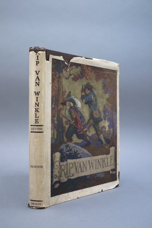 RIP VAN WINKLE. McKay, (1921). 1st Wyeth edition.: [Wyeth, NC/Children's] RIP VAN WINKLE. Pictures & Decorations by N. C. Wyeth. Phila: David McKay Company, (1921). 1st Wyeth edition. Allen & Allen p207. Brown cloth with pictorial label on front cover