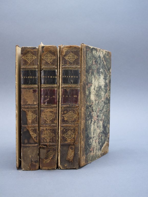 Walter Scott. IVANHOE. 3 Vols. 1820.: [Scott, Walter] IVANHOE; A Romance. By “the Author of Waverley,” &c. 3 Vols. Edinburgh: Printed for Archibald Constable and Co, Edinburgh… and Hurst, Robinson, and Co… London. 1820. 1st editio