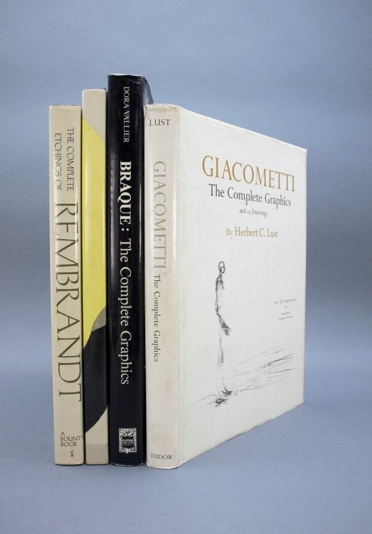 4 Books: Rembrandt, Giacometti, 2 Braque reference: [Print Reference] 4 Titles. 4to. Cloth, in dj. Good to near fine. ++ Herbert C. Lust. GIACOMETTI: The Complete Graphics and 15 Drawings. Tudor Publishing, (©1970), (“73-“ LCCN). ++ Dora Vallier. 
