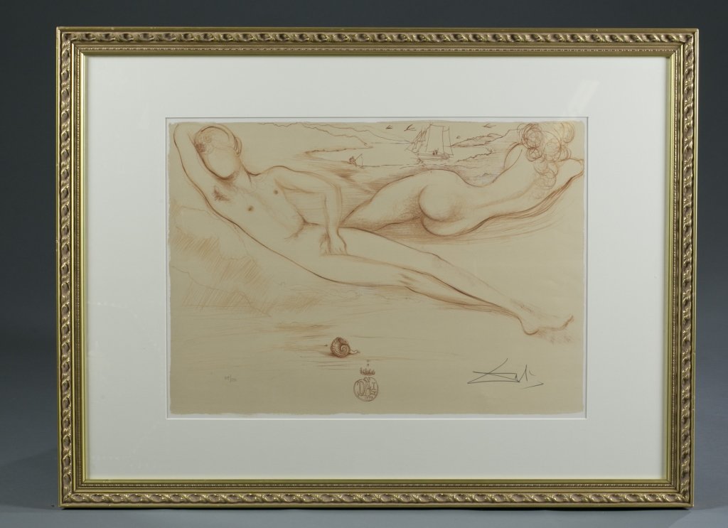 Salvador Dali "Girls on Beach" lithograph. (1 of 6)