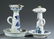 Group of 2 porcelain oil lamps.