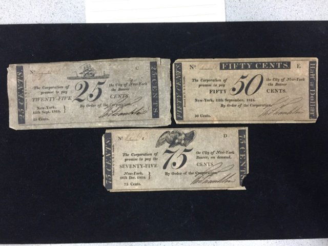 Obsolete currency, NY, 25, 50 & 75 cents. 1814. (1 of 9)