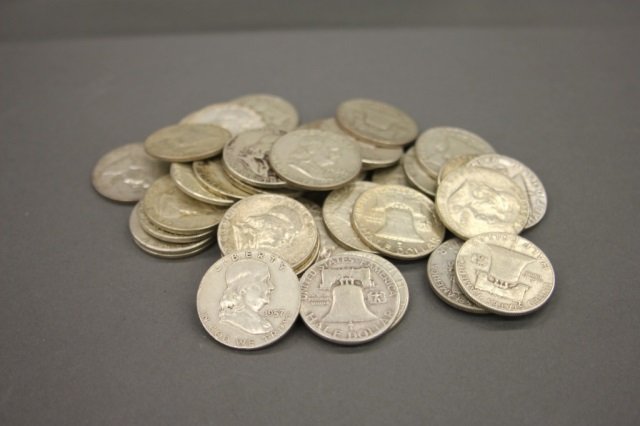 40 US Franklin Half Dollars. (1 of 1)