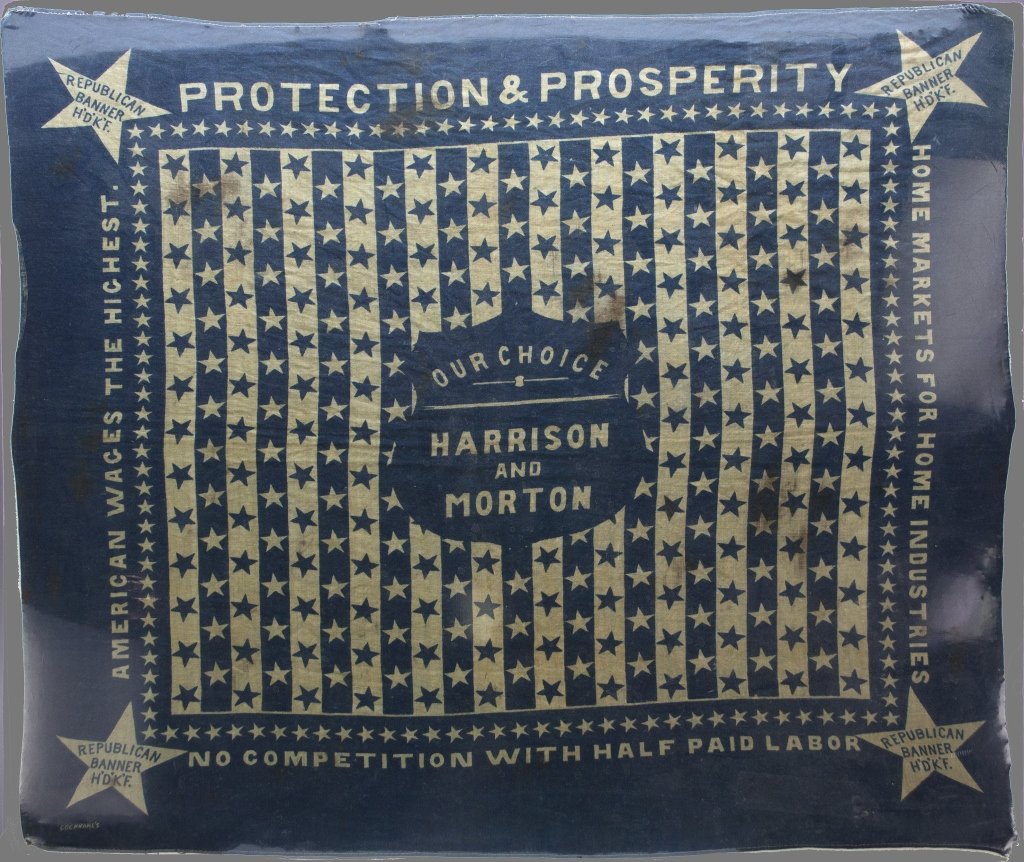7 Items incl 3 handkerchief campaign banners.: [Politics] 7 Items incl 3 handkerchief campaign banners. ++ Winfield S. Hancock: Democratic Nominee for President: 1880/ Hon. William H. English: Democratic Nominee for Vice President. Banner with rou