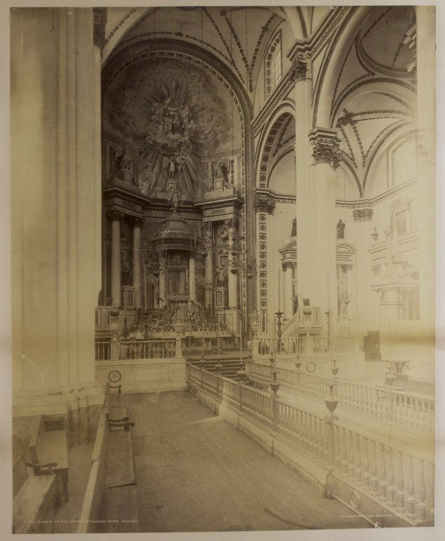 16 Photographs: Architecture.: [Architecture] 16 Photographs. ++ Altar of the Church of Guadaloupe, Mexico. Imperial-sized albumen photograph by western photographer William Henry Jackson. 21” x 17” on contemporary 24” x 19 �