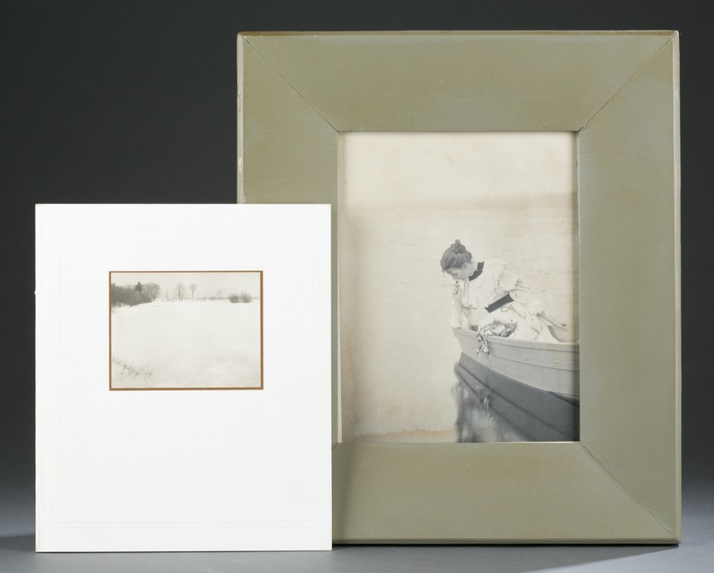 William. B. Post, 2 Platinum Photos. c.1894.: [Post, William B./Platinum Photos] 2 Platinum prints by Wm. B. Post (NYC 1875-1921). ++ Summer Days. Cropped and laid down. 7 5/16 x 9 1/4". ++ Untitled (Reflections). Similar in composition. Cropped.