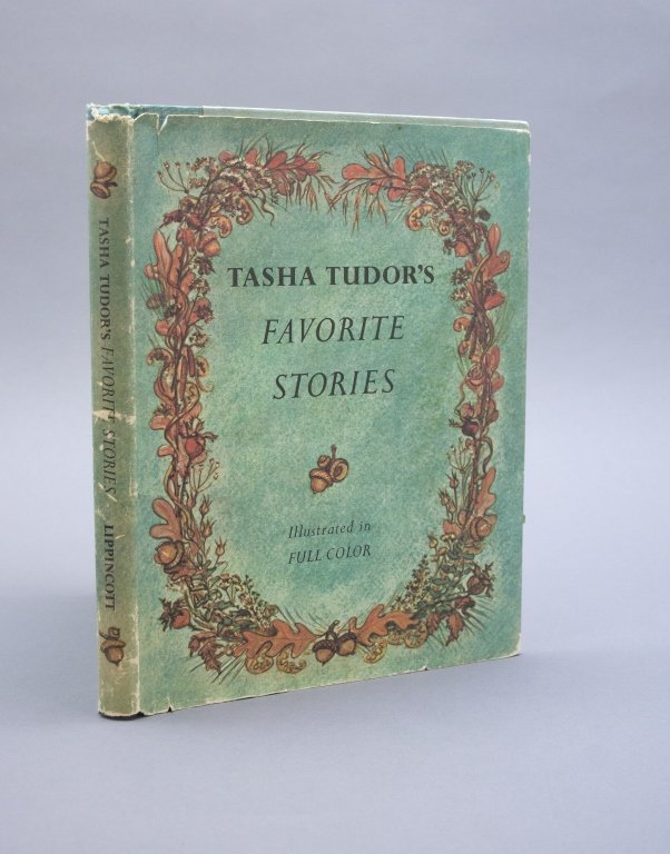 Signed w/ drawing: TASHA TUDOR'S FAVORITE STORIES.: [Signed w/ Drawing] TASHA TUDOR’S FAVORITE STORIES. Ink drawing of a bear reading a story to 3 younger bears on half title. Border of drawing signed and inscribed “Merry Christmas/ To Gretchen/ an