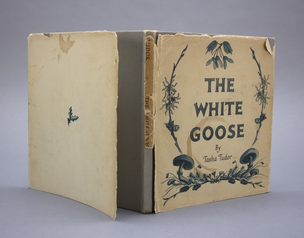 Inscr w/ drawing by Tasha Tudor: THE WHITE GOOSE.: [Signed with Drawing] THE WHITE GOOSE. Oxford University Press, (1943). 1st edition (no subsequent printings indicated on c-page, “$1.00” dj price, 6 titles on rear dj flap from “Snow Before Chr