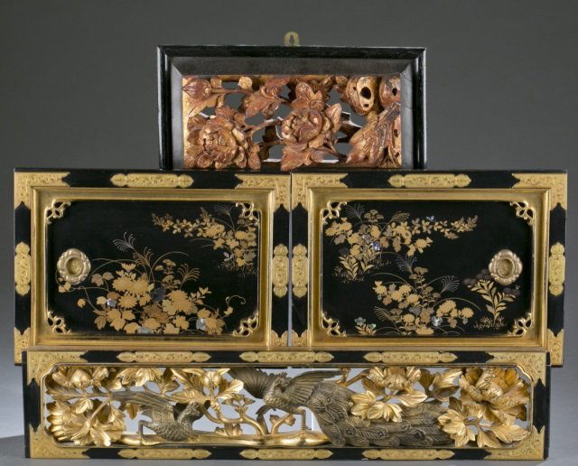 Group of 4 lacquered decorative panels. (1 of 8)