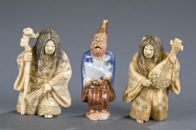 Group of 3 special designed netsuke. (1 of 10)