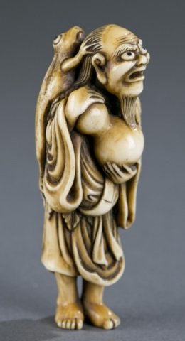 A ivory netsuke of a sennin. (1 of 6)