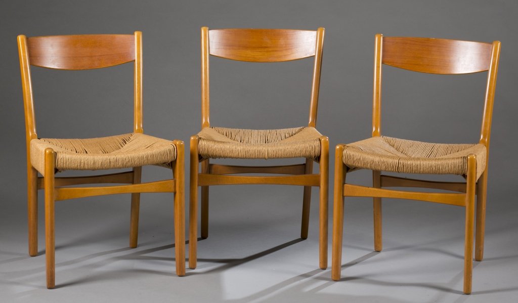 Set of 6 teak & paper cord chairs by Moreddi. (1 of 4)