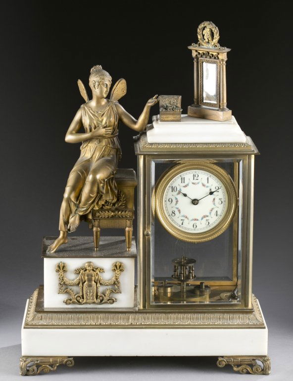 German marble and bronze mantel clock,19th c. (1 of 8)