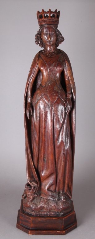 Renaissance style carved wooden queen figure. (1 of 5)