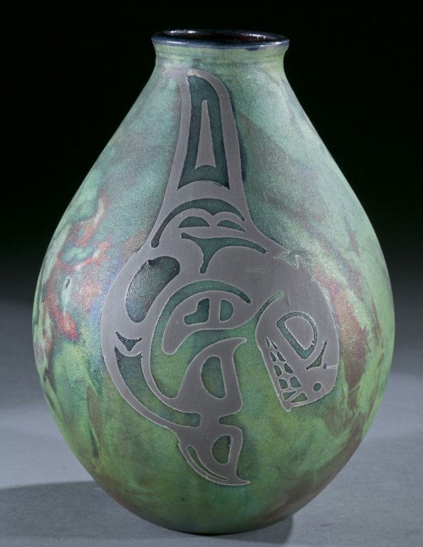 Pair of raku vases by Stephen Roy, 20th century. (1 of 9)