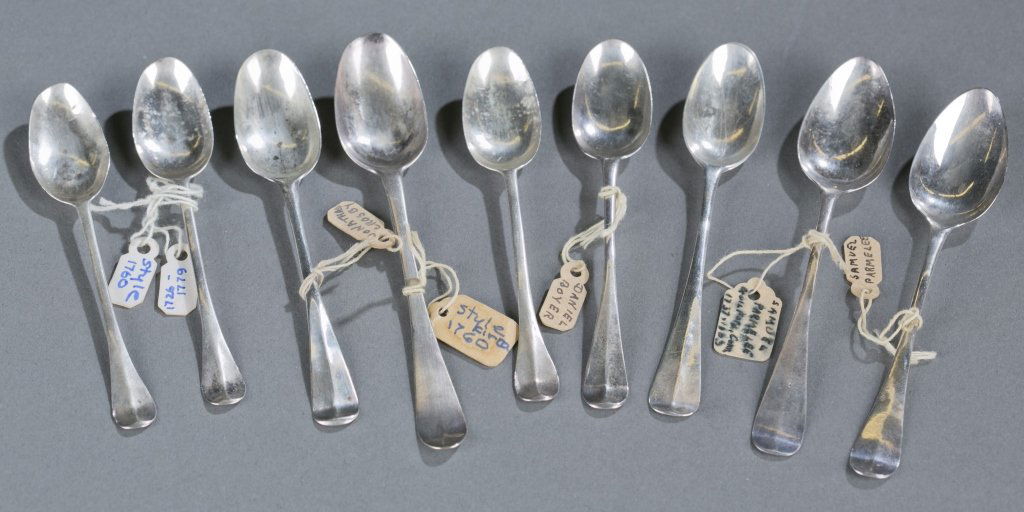 Group of American demi-tasse spoons, mid-18th c. (1 of 10)