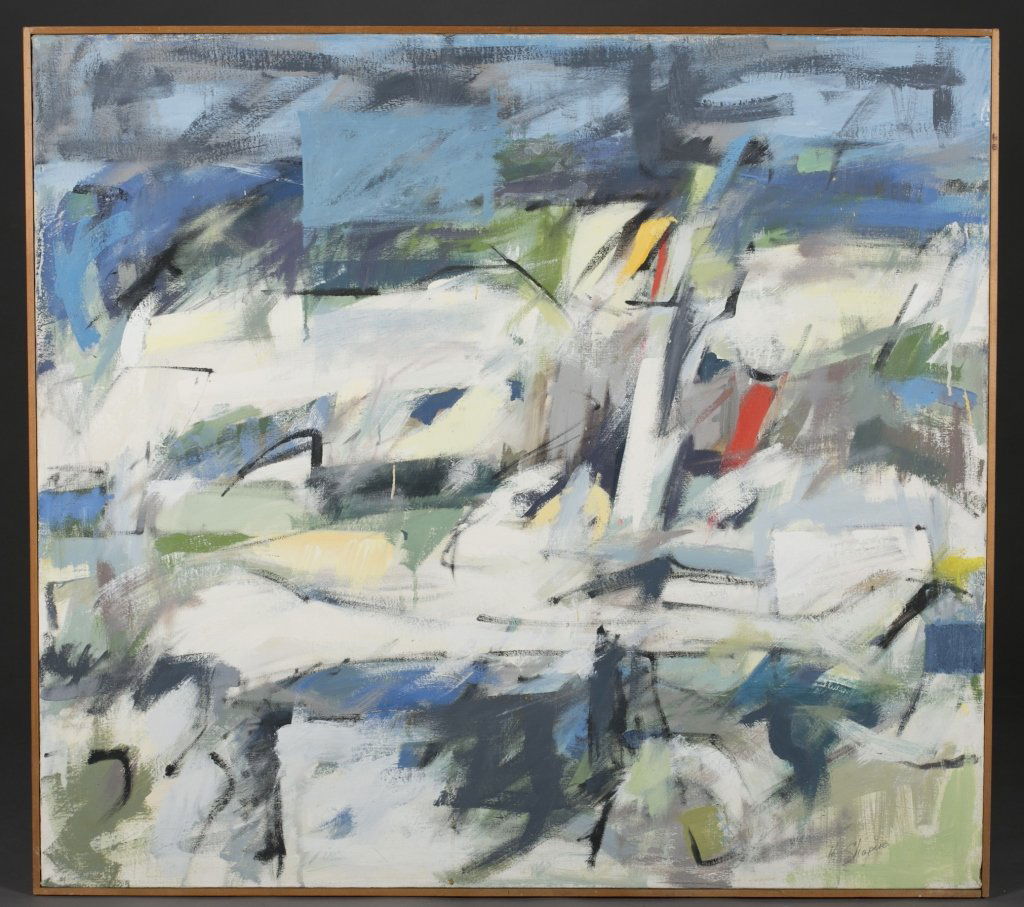 Hilda Thorpe, Abstract in blues and white, o/c. (1 of 4)