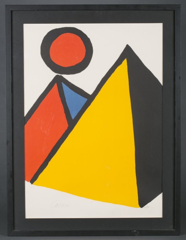 In the style of Calder, Two pyramids, lithograph. (1 of 4)