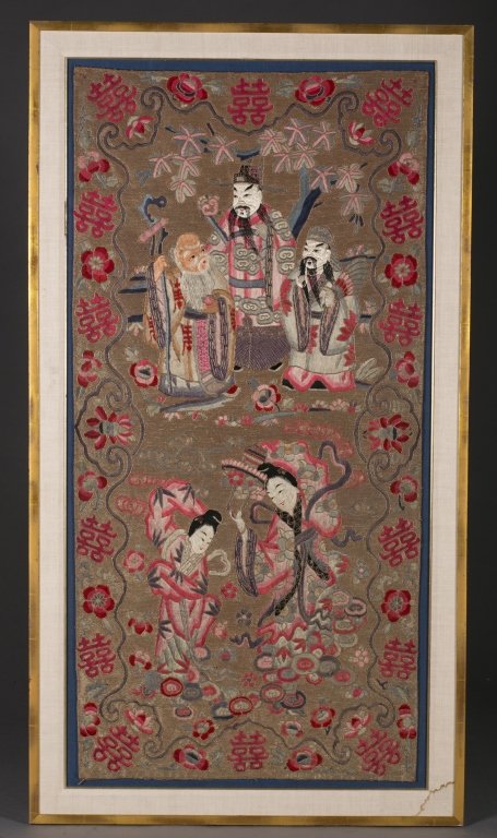 A Chinese embroidery panel. (1 of 3)