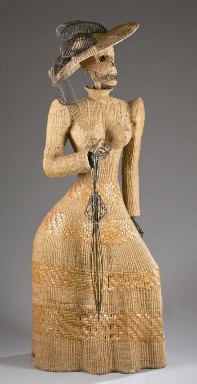 La Catrina La Dia de los Muertos figure.: A possible La Catrina La Dia de los Muertos woven figure with metal. Mexico, 20th century. 70"h. Provenance: Collection of Stephen R Primoff, Houston, TX