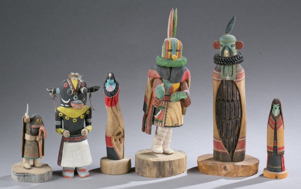 Group of 6 Kachina dolls by various artists. (1 of 10)