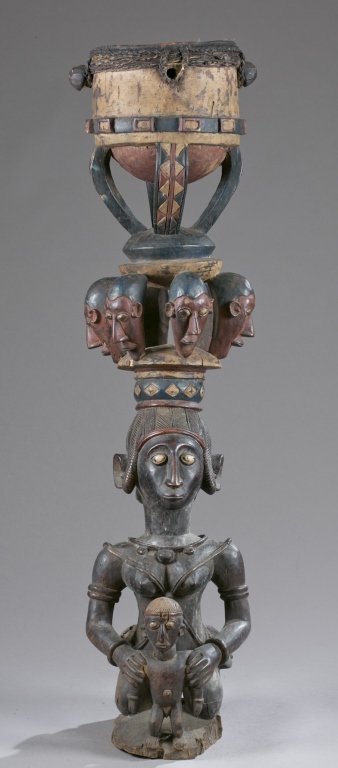 Seated female figure drum, 20th c. (1 of 10)