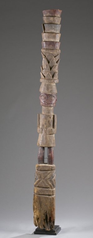 Yoruba house post with central figure, 20th c. (1 of 7)