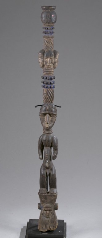 Dan staff with figure and heads, 20th c. (1 of 7)
