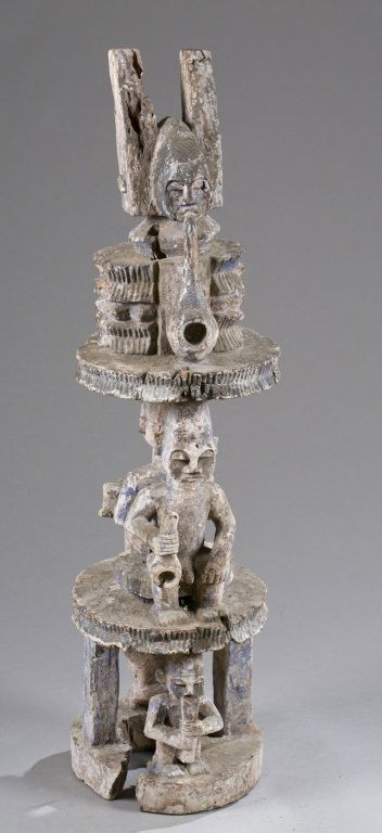 Multi-tiered figural carved sculpture, 20th c. (1 of 8)