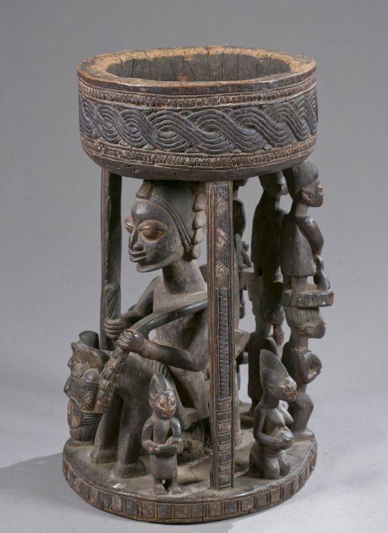 Yoruba bowl with figures, Pre-1950. (1 of 6)
