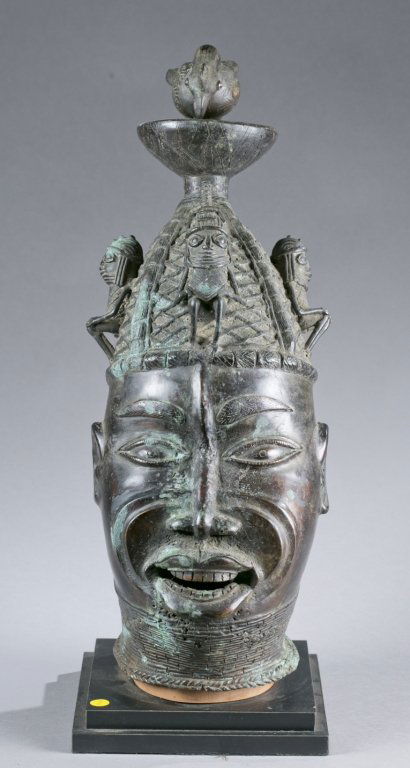 2 Nigerian brass shrine heads. 20th c. (1 of 5)