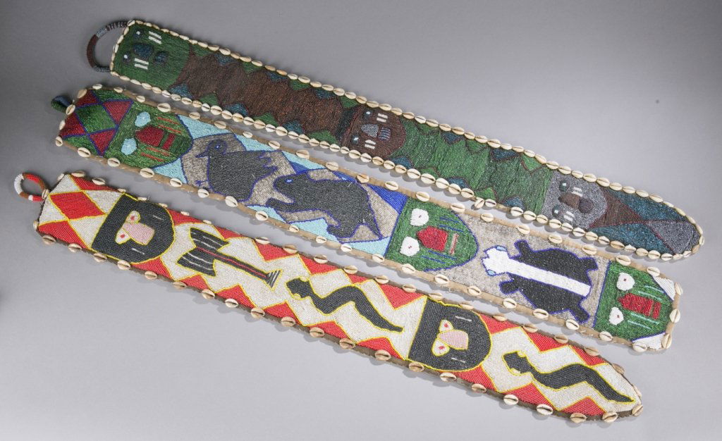 Group of beaded panels with cowre shells, 20th c. (1 of 5)