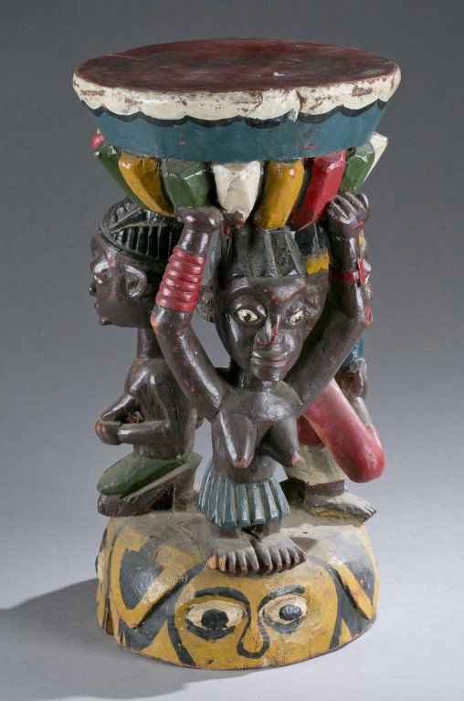 Stool with female caryatid figures, 20th c. (1 of 4)