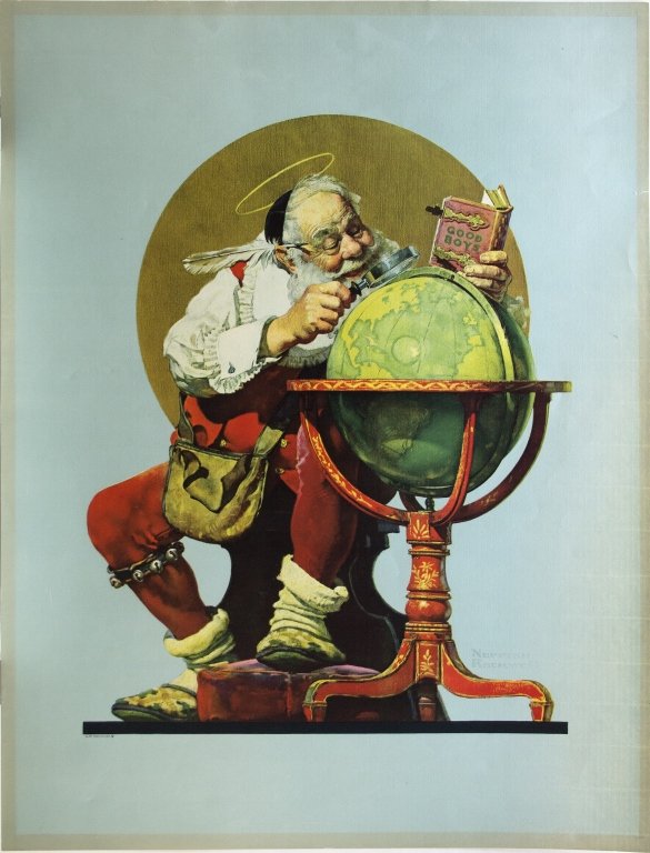 Norman Rockwell litho of Santa Claus. (1 of 4)